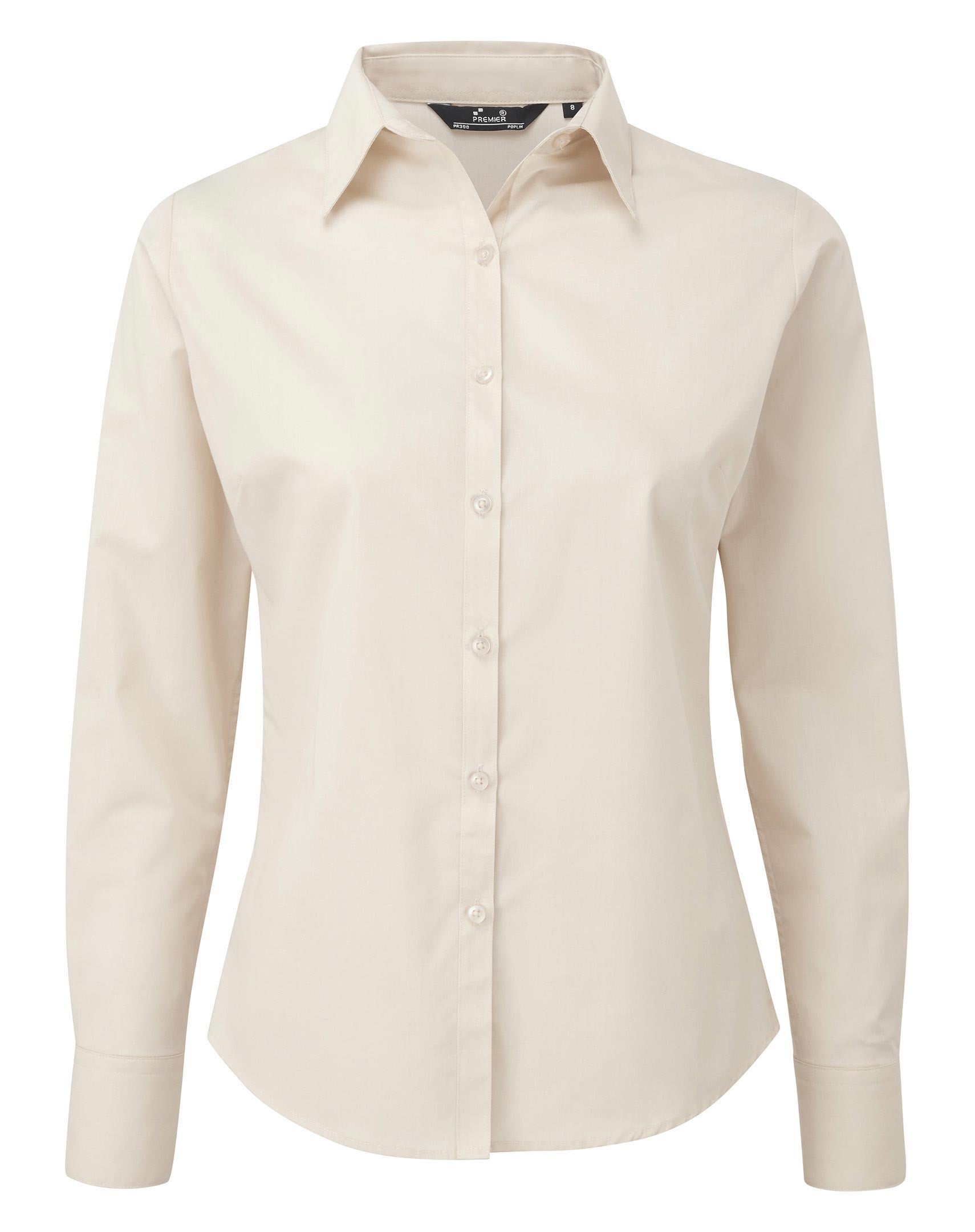 Ladies Poplin Long Sleeved Shirt | NATURAL